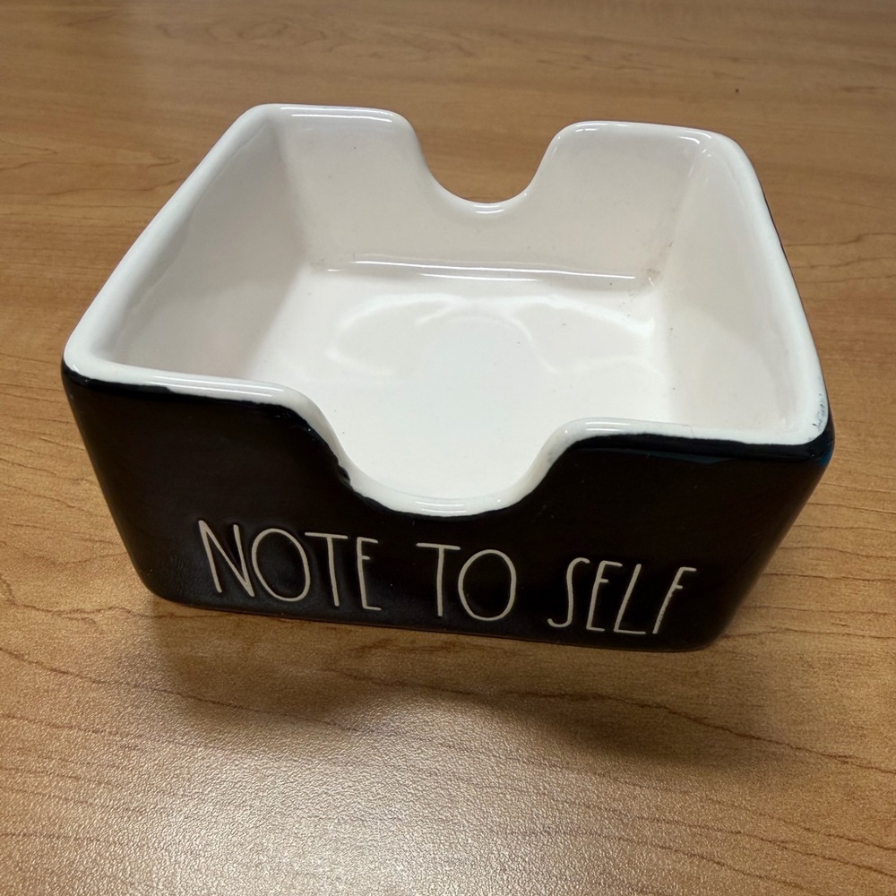 Rae Dunn Black and Cream NOTE TO SELF Ceramic Sticky Note Holder